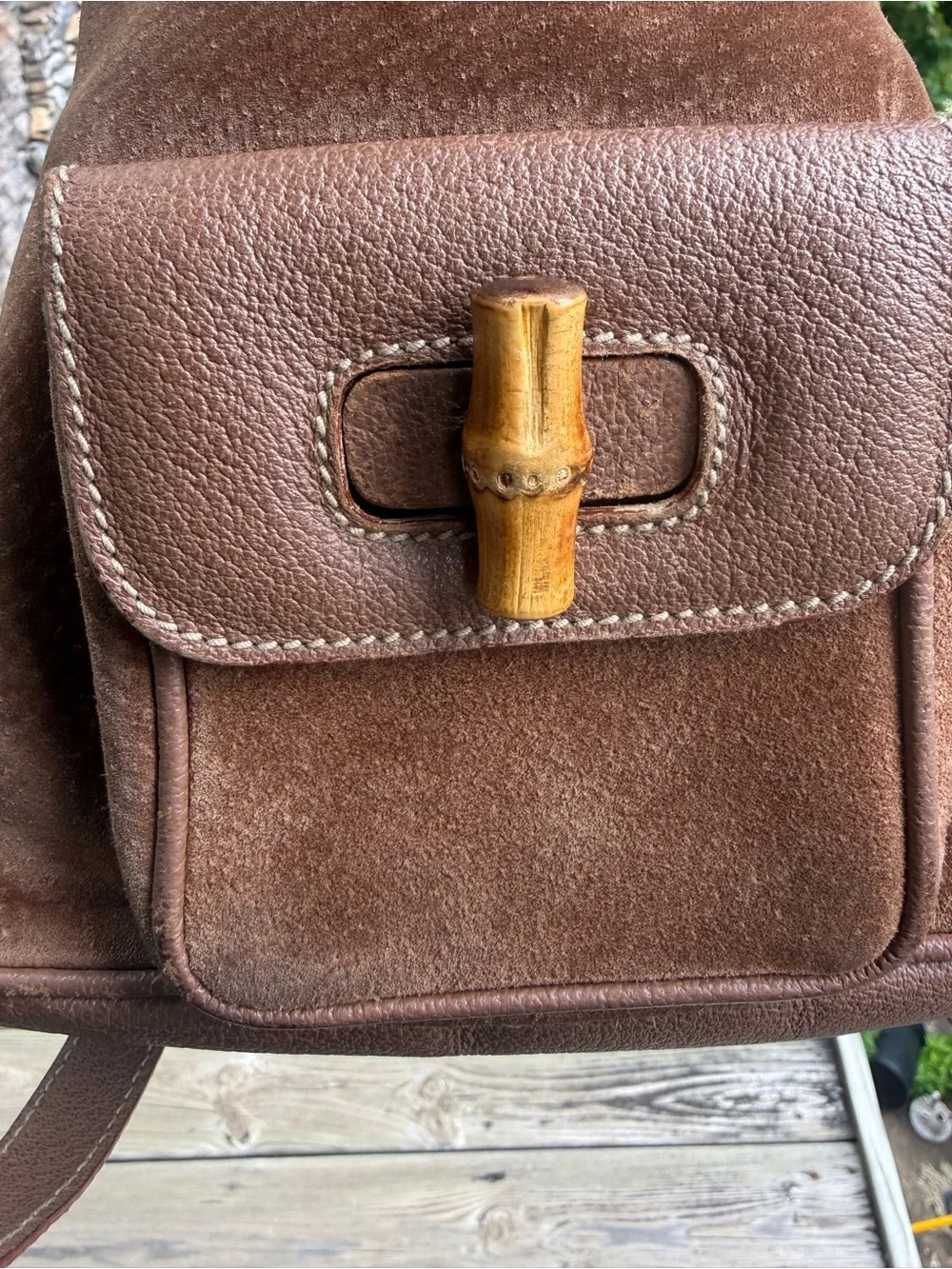 Gucci Suede Bamboo Mini Backpack Brown Leather Italy Vintage - Picture 15 of 17